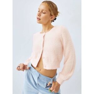 Sunday Best Pink Fuzzy Cardigain